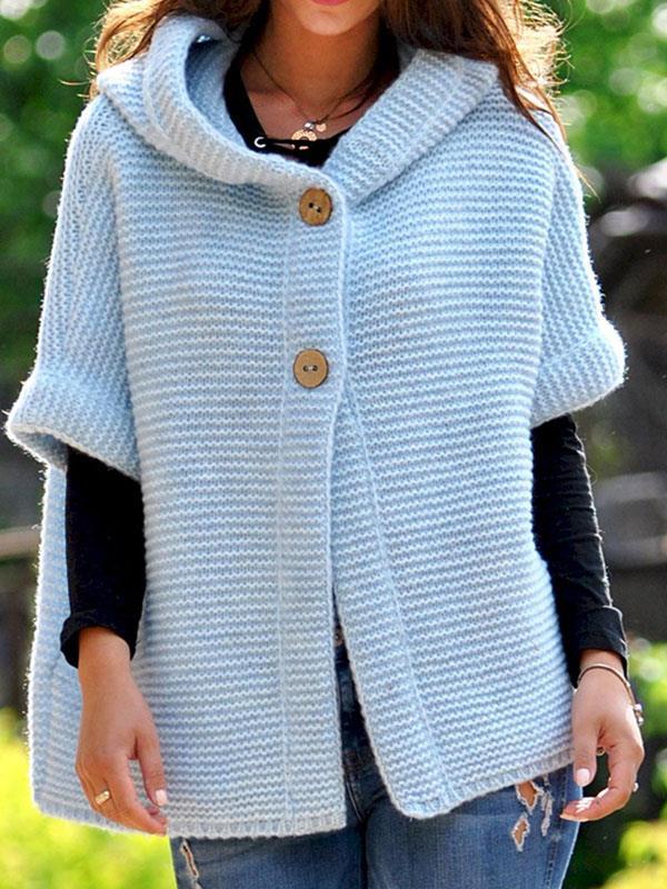 Loose knit hooded cardigan coats for autumn