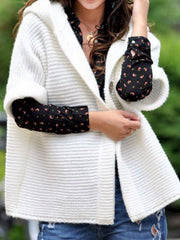 Loose knit hooded cardigan coats for autumn