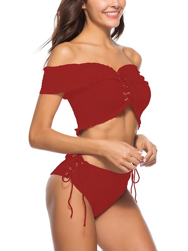 Sexy Cross Strap Two-piece Bikini Suit Swimwear
