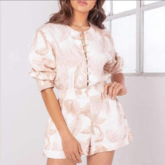 Fashion Print Round neck Long sleeve Jumpsuits