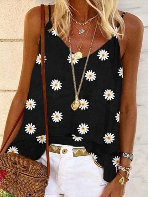 Fashion Print V neck Vests
