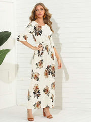 Fashion Print Round neck Half sleeve Maxi Dresses