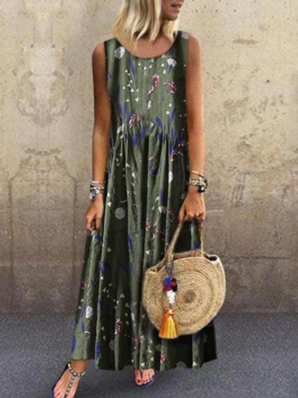 Sleeveless Fashion Printed Maxi Dresses