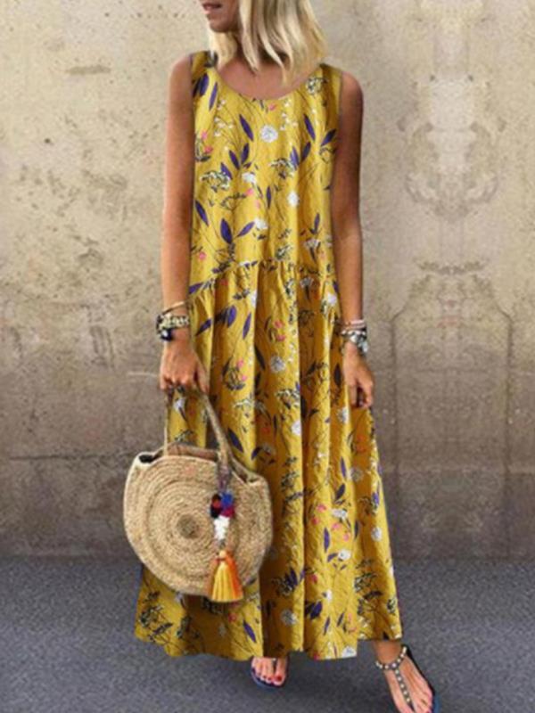 Sleeveless Fashion Printed Maxi Dresses