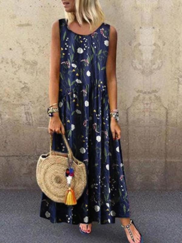 Sleeveless Fashion Printed Maxi Dresses