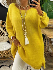 Warm Round neck plain basic long sleeve long sweaters