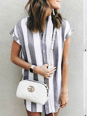 Casual Loose Women Short Sleeve Stripe Blouses