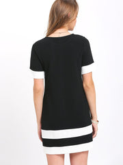Color Block Stripe Short Sleeve Shift Dress