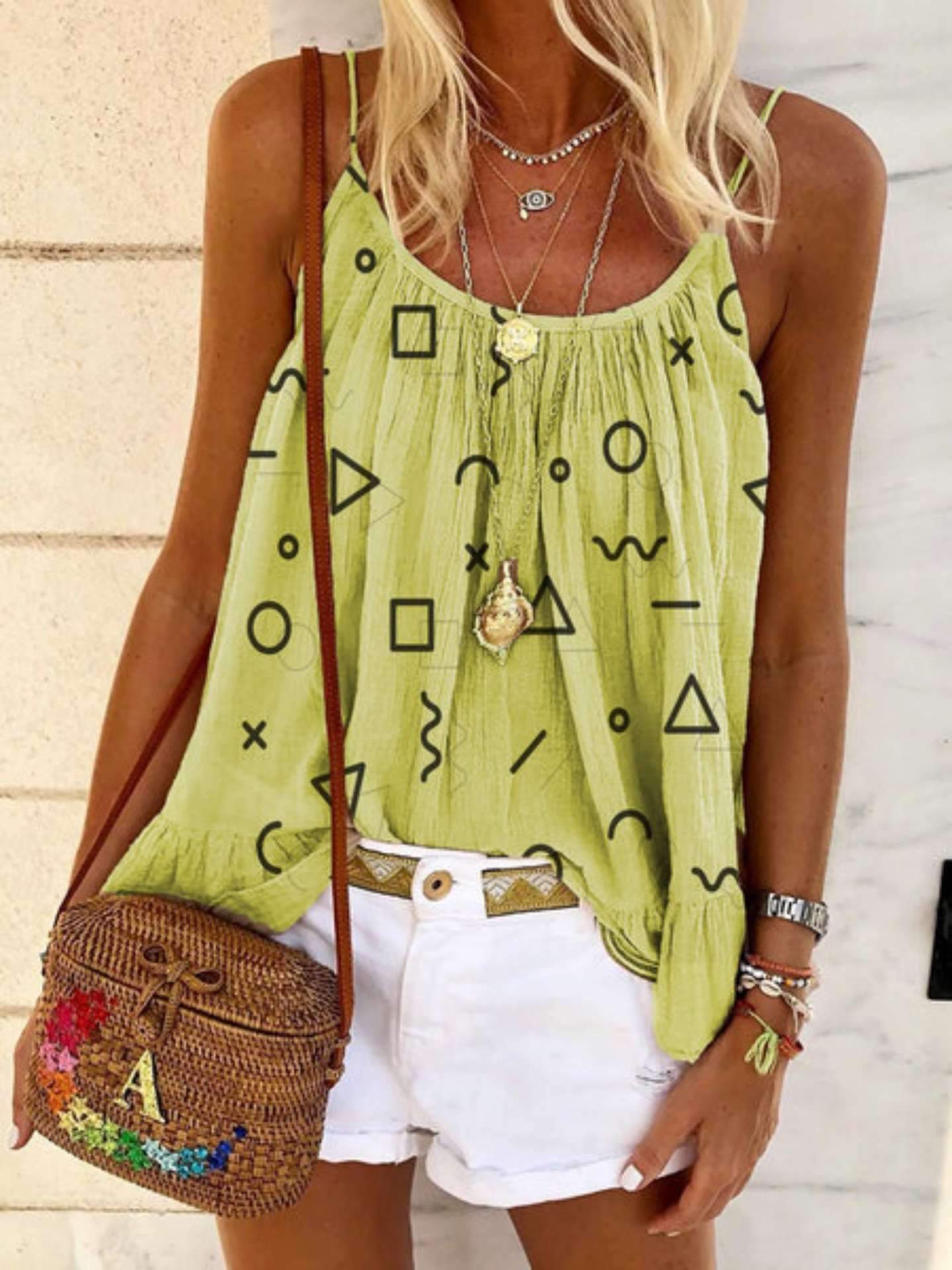 Fashion Casual Print Round neck Sleeveless T-Shirts