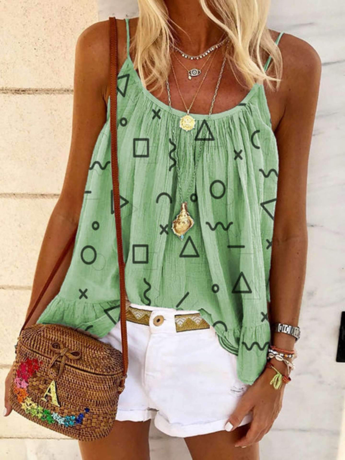 Fashion Casual Print Round neck Sleeveless T-Shirts