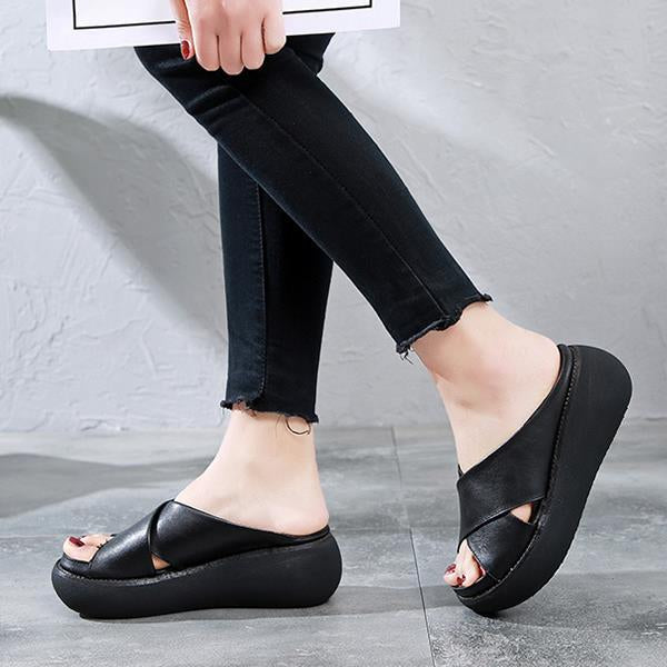 Platform Open Toe Comfy Slippers Casual Slide Sandals