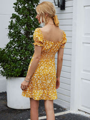 Fashion Print One shoulder Short sleeve Skater Dresses