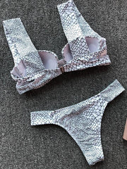 Serpentine printed woman fashion bikini swimwear
