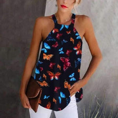 Sexy Print Square collar Sleeveless T-Shirts