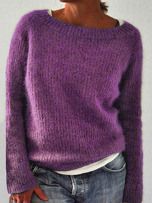 Vintage Plain basic knit women long sleeves sweaters