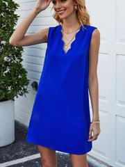 Casual Pure V neck Sleeveless Shift Dresses