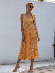 Fashion Print V neck Vest Skater Maxi Dresses
