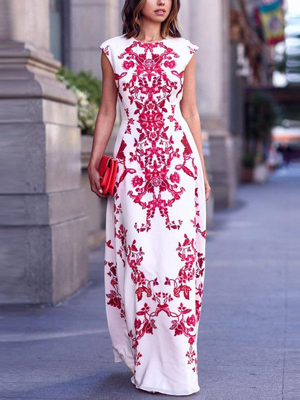 Bohemia Floral Print Sleeveless Maxi Dress