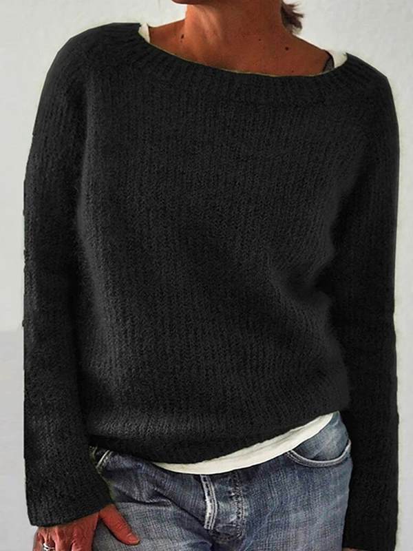 Vintage Plain basic knit women long sleeves sweaters