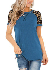 Round neck top leopard printed T-shirts daily looks blouse