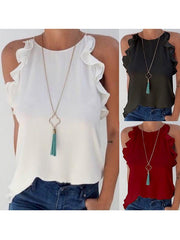 Casual Off shoulder  falbala hem women top T-shirts