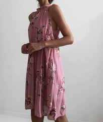 Casual Print Half collar Sleeveless Shift Dresses