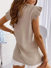 Fashion Pure Sleeveless V neck Falbala T-Shirts