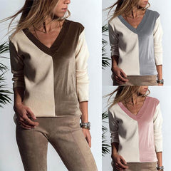 V Neck Special Color Matching Comfort Sweater