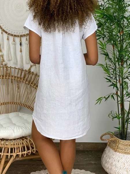 Casual V neck Print Short sleeve Shift Dresses