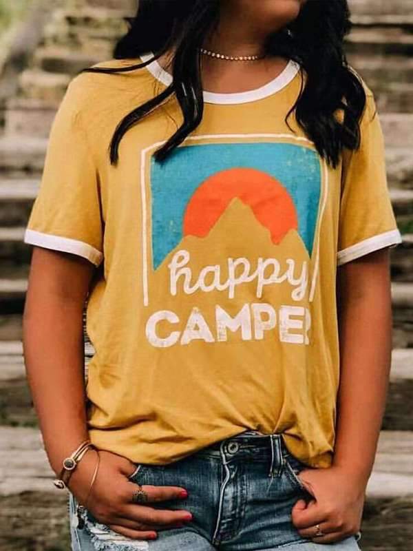 Yellow Printed Women Fashion T-shirts