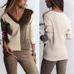 V Neck Special Color Matching Comfort Sweater