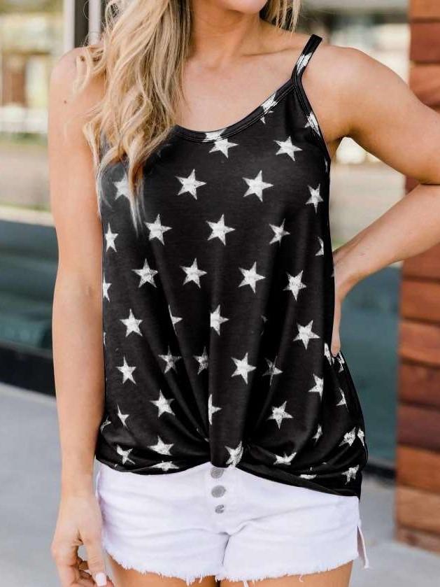 Fashion Print Round neck Sleeveless Vest T-Shirts