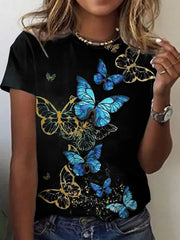 Casual Floral-Print Short Sleeve T-Shirts  Tops
