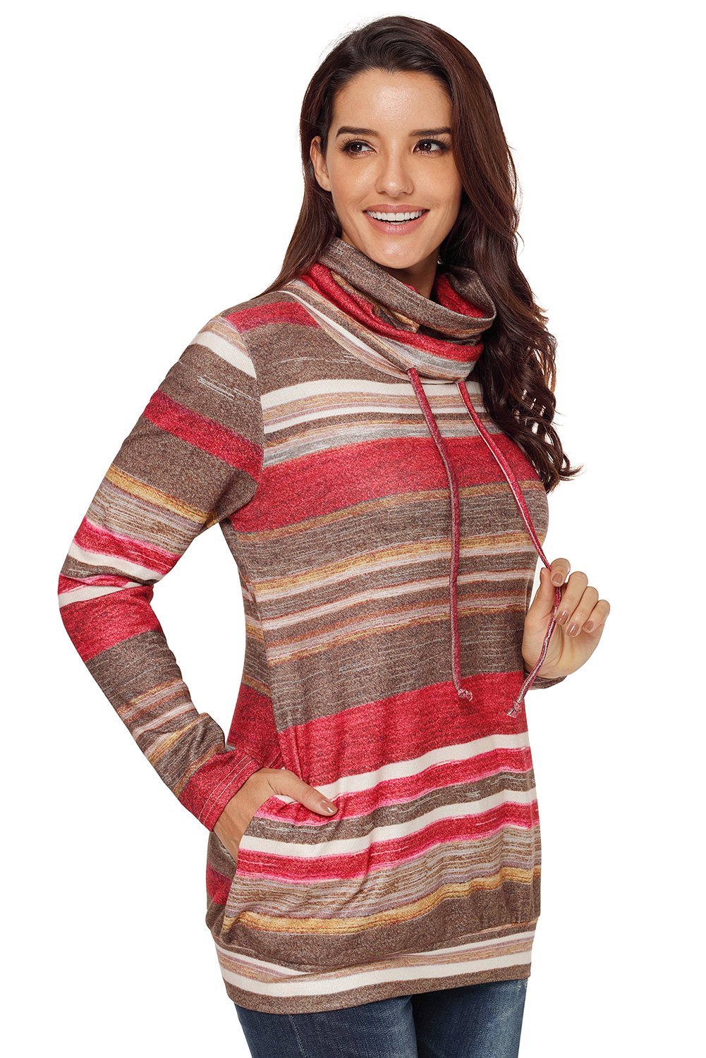 New Women Multicolor stripes Hoodies