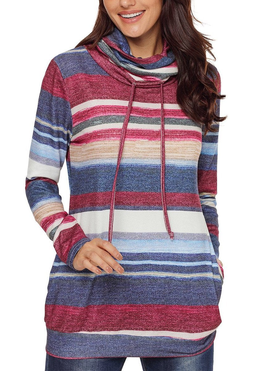 New Women Multicolor stripes Hoodies
