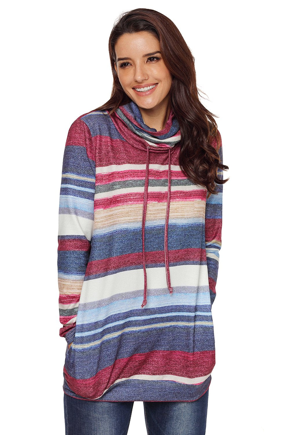 New Women Multicolor stripes Hoodies