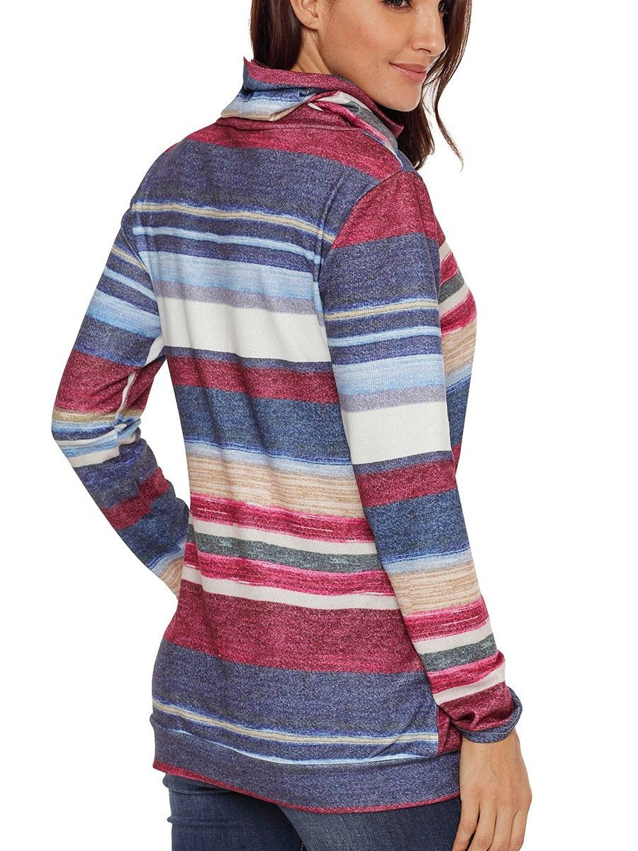 New Women Multicolor stripes Hoodies