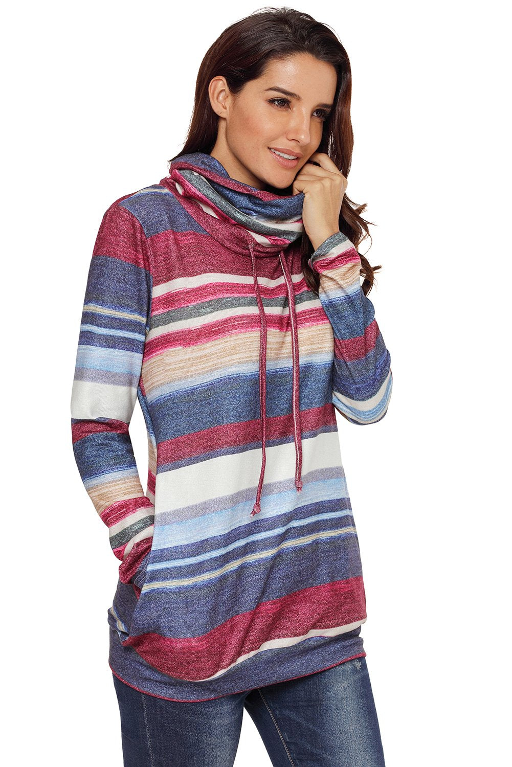 New Women Multicolor stripes Hoodies