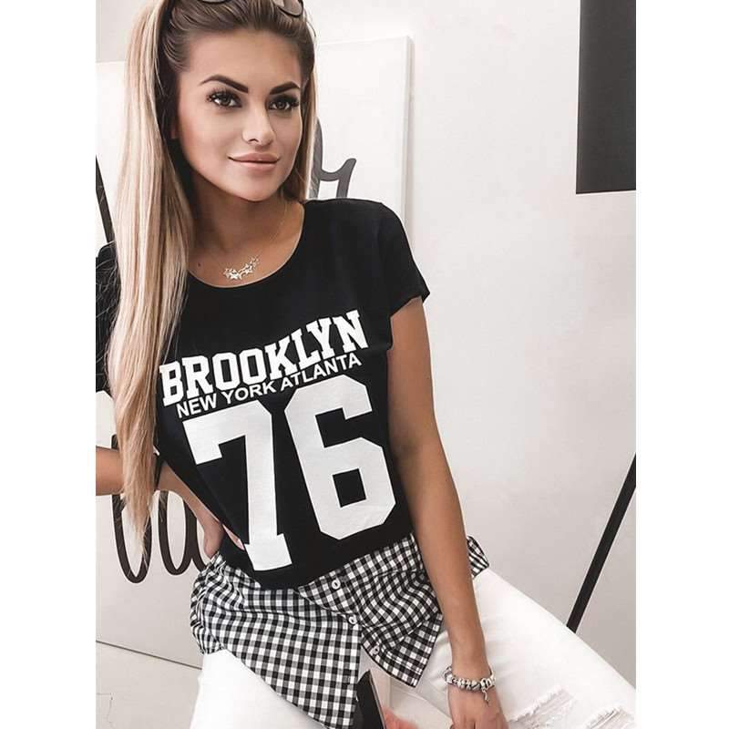 Fashion Plaid Gored Short sleeve Round neck T-Shirts