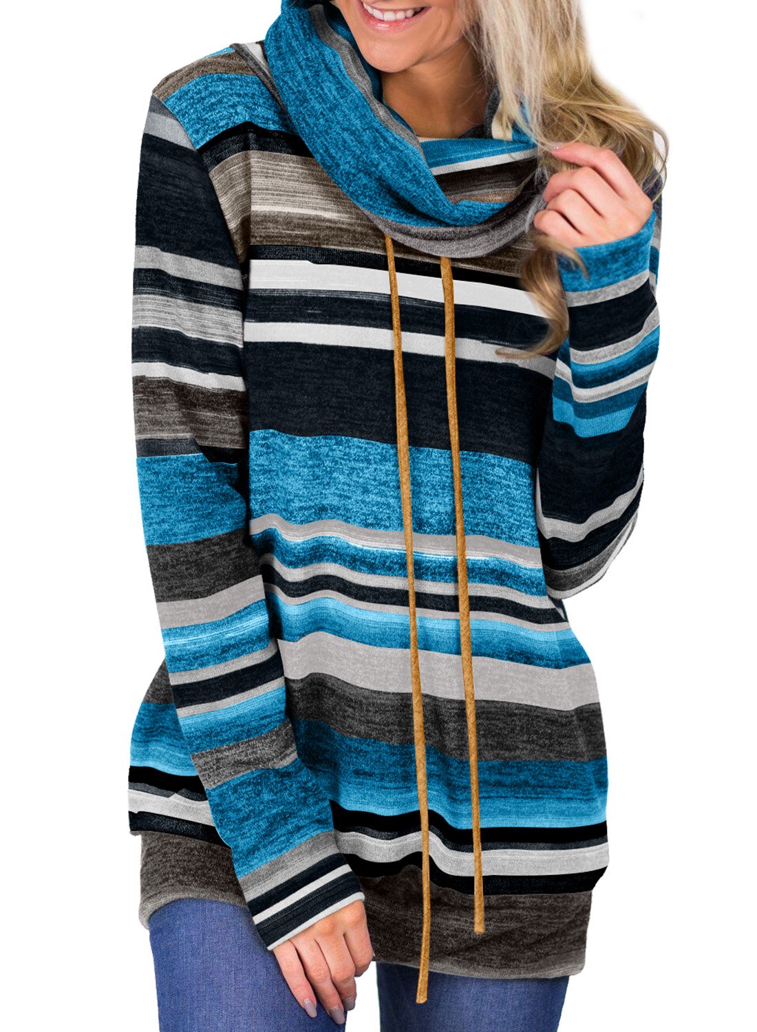 New Women Multicolor stripes Hoodies