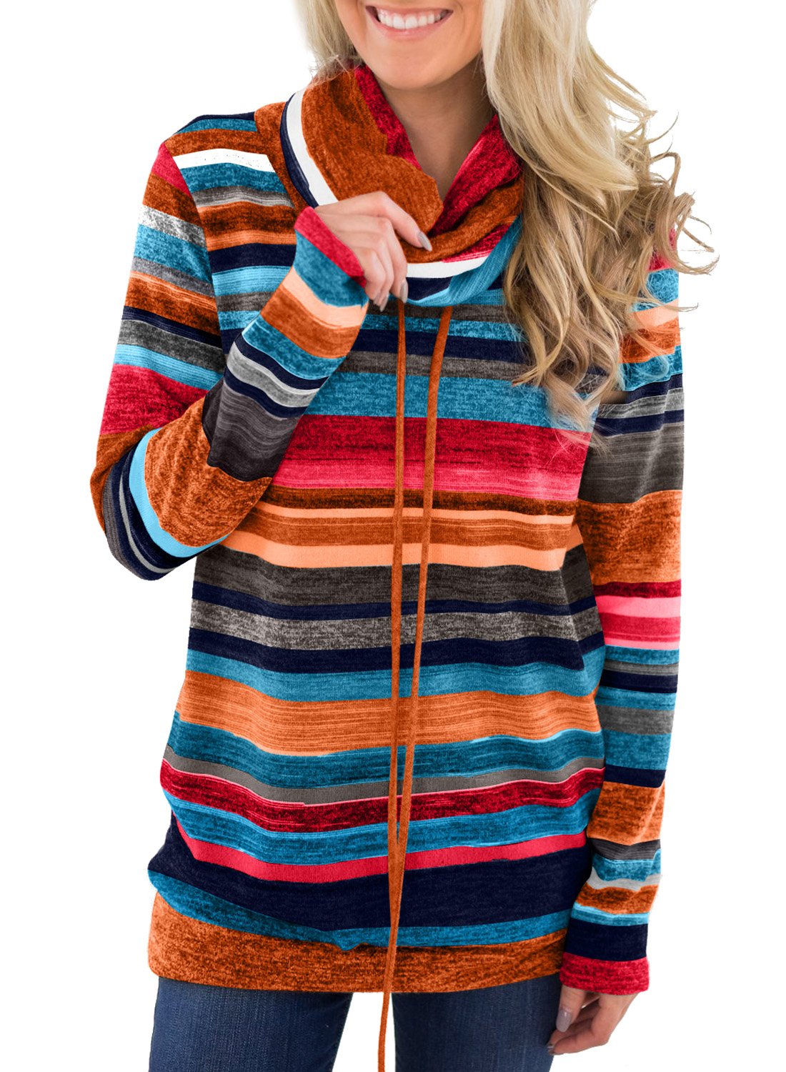 New Women Multicolor stripes Hoodies