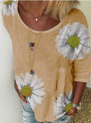 Casual Print Round neck Short sleeve T-Shirts