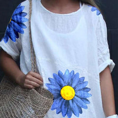 Casual Loose Print Short sleeve Round neck Shift Dresses