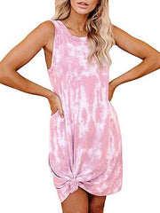 Casual Print Snarls Round neck Sleeveless Shift Dresses