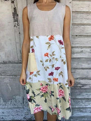 Casual Print Round neck Sleeveless Gored Shift Dresses