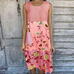 Casual Print Round neck Sleeveless Gored Shift Dresses