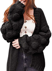 Casual Loose Pure Puff sleeve Knit Cardigan