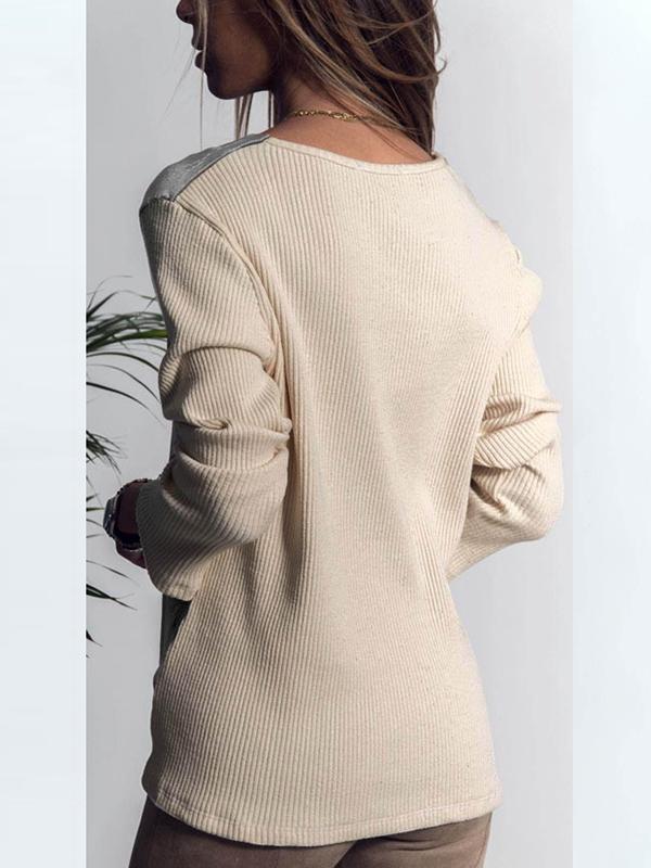 V Neck Special Color Matching Comfort Sweater