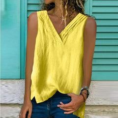 Fashion Pure V neck Sleeveless T-Shirts