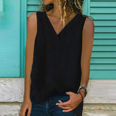 Fashion Pure V neck Sleeveless T-Shirts